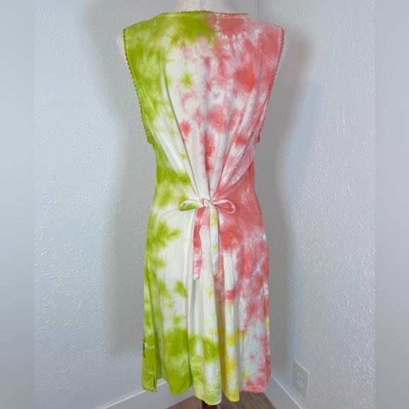VNTG Nf Tie Dye Embroidered Summer Dress / Beach Coverup - Picture 3 of 7